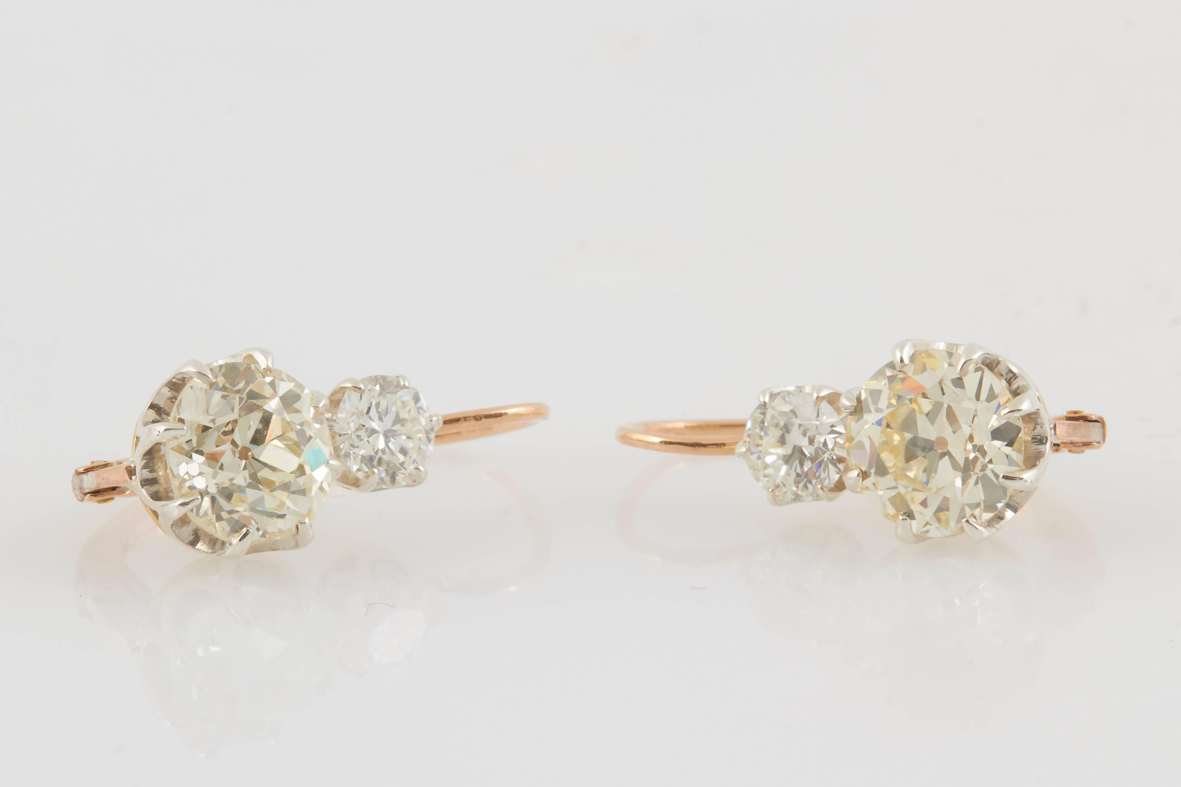 Victorian Diamond Twin Drop Earrings For Sale 1