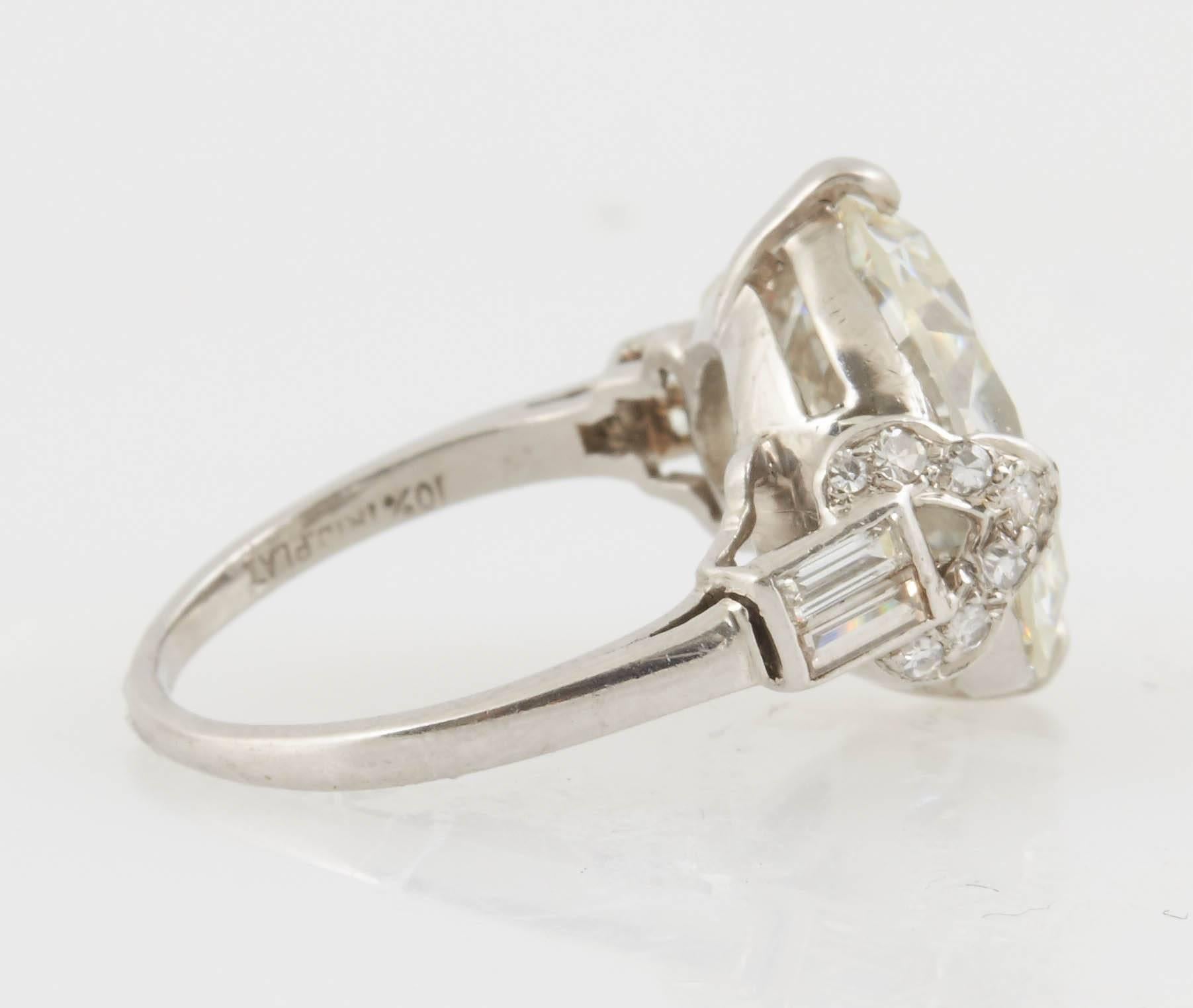 GIA Report 7.12 Carat Art Deco Engagement Ring In Excellent Condition In New York, NY