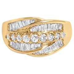 Anello con 5 pietre in oro giallo 14K con diamanti a grappolo da 1,00 Cttw A. Stone