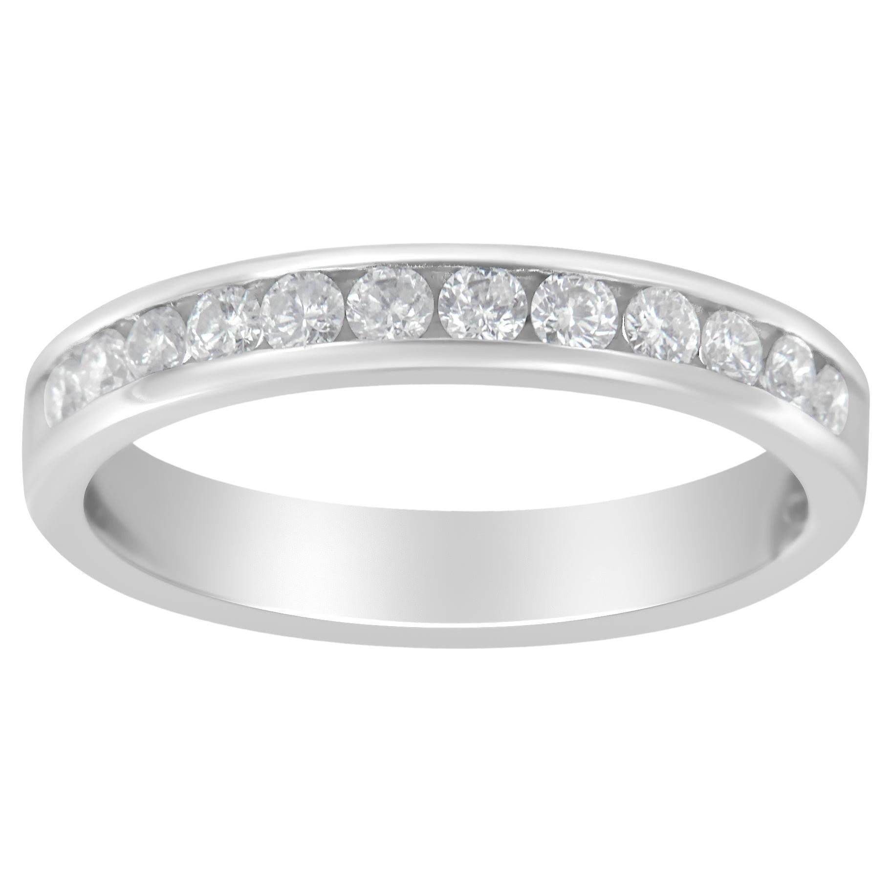 14K White Gold 1/2 cttw Diamond Band Ring (I-J Color, I2-I3 Clarity) - Size 7