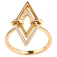 14K Yellow Gold 1/5 Cttw Diamond Double Triangle Ring
