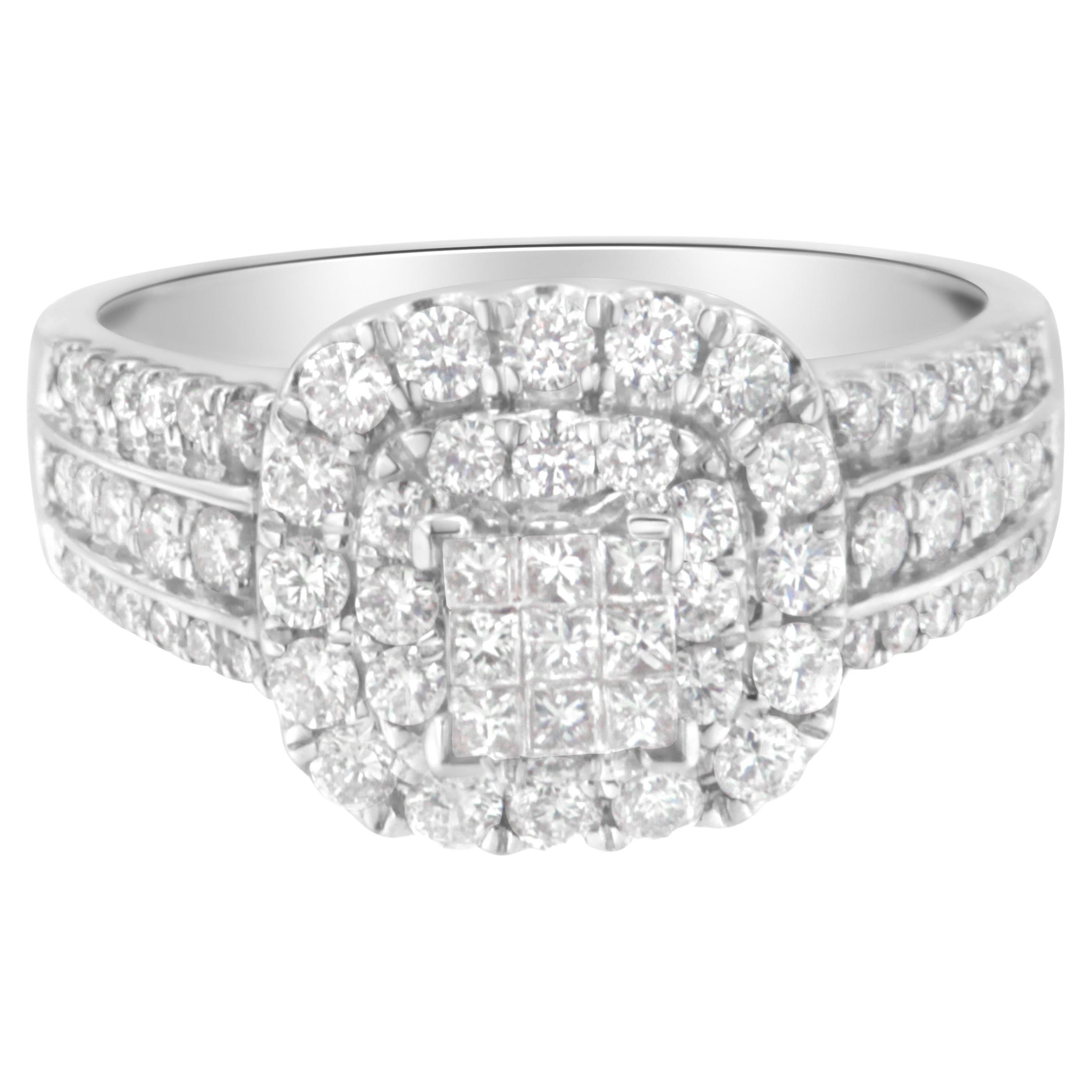 Anello Vintage con diamante in oro bianco 14K (1 cttw, colore H-I, purezza I1-I2)