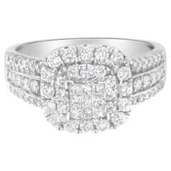 Anello Vintage con diamante in oro bianco 14K (1 cttw, colore H-I, purezza I1-I2)