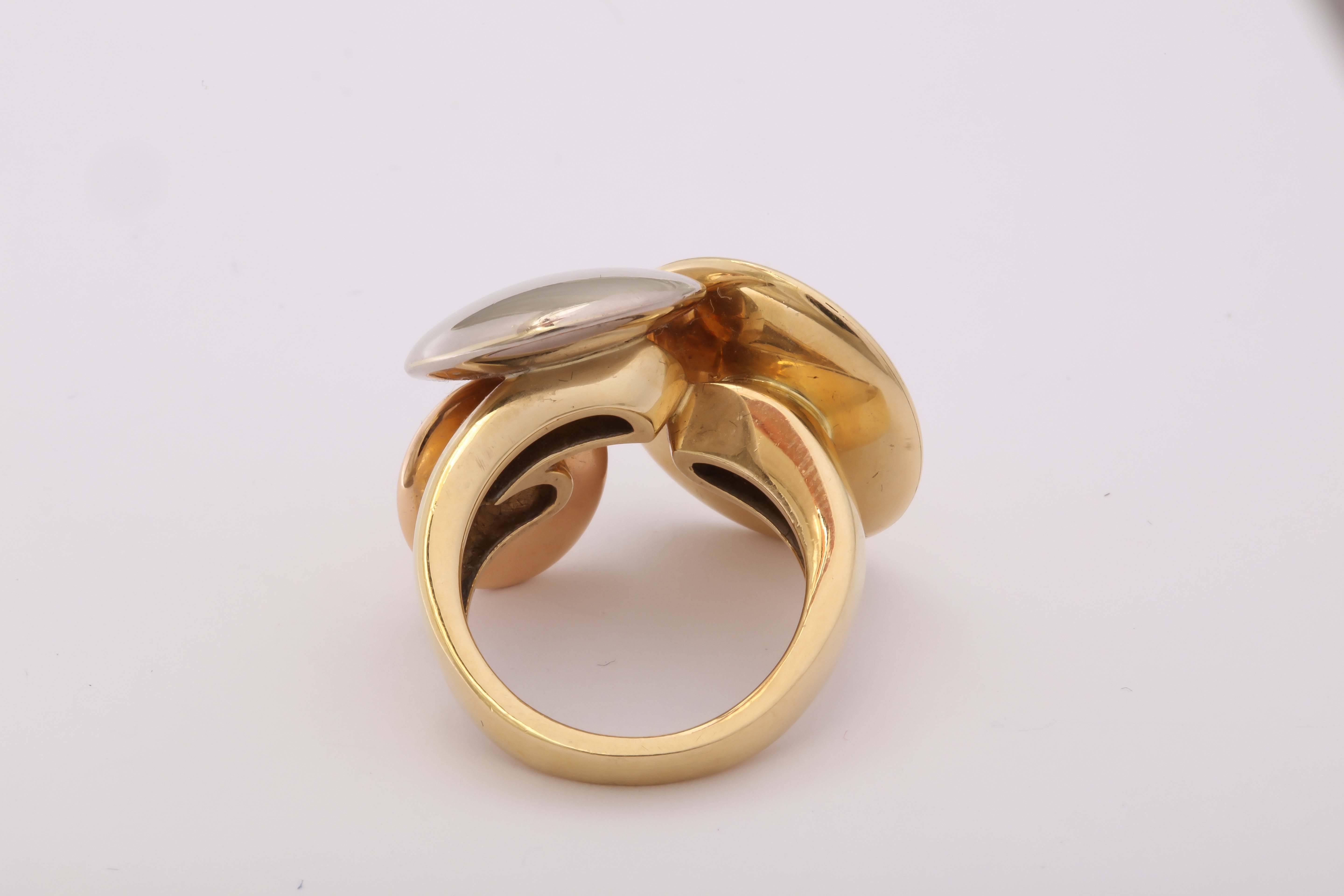 Women's Cartier Three Color Gold Modernist Ring
