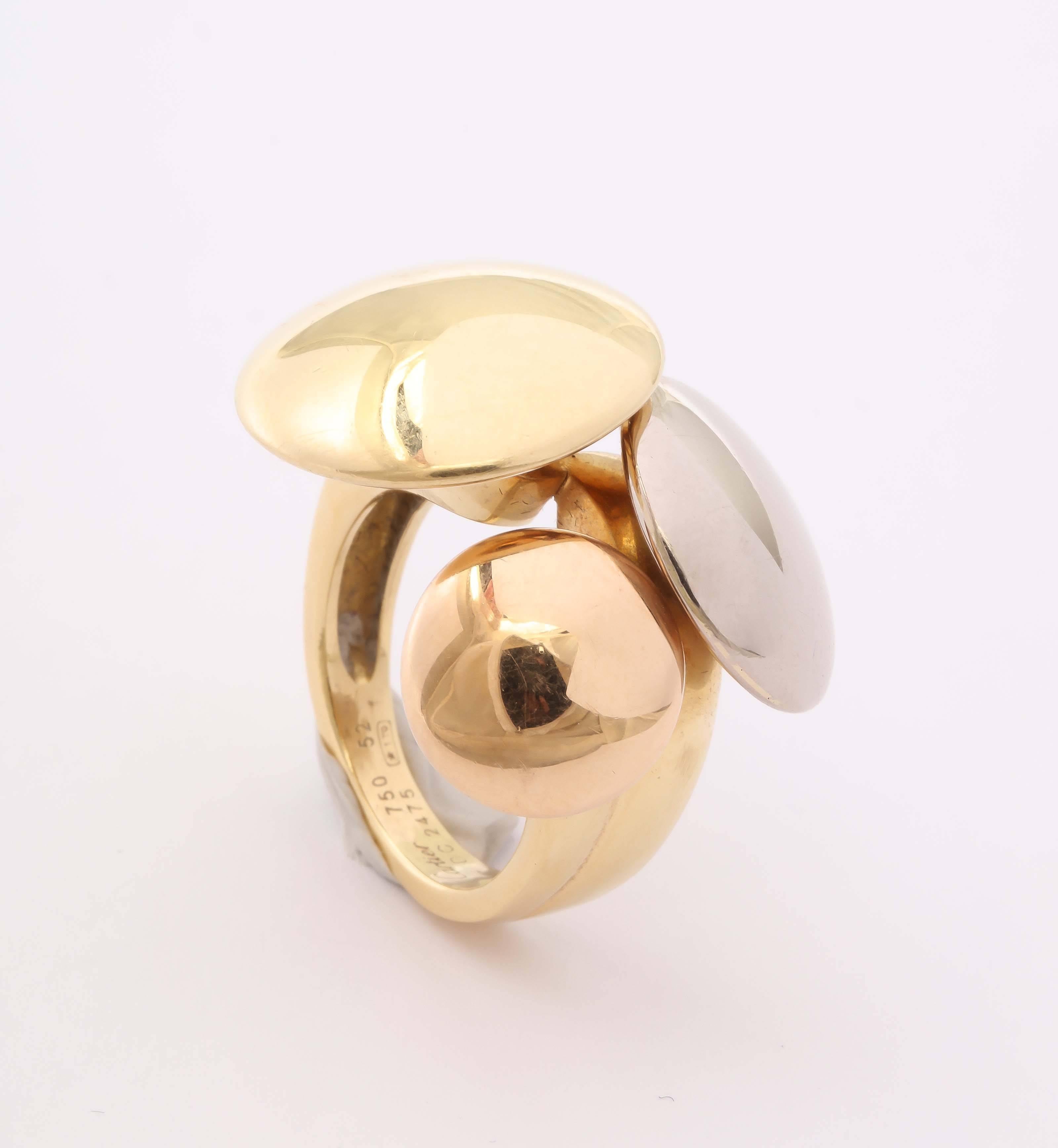 Cartier Three Color Gold Modernist Ring 2