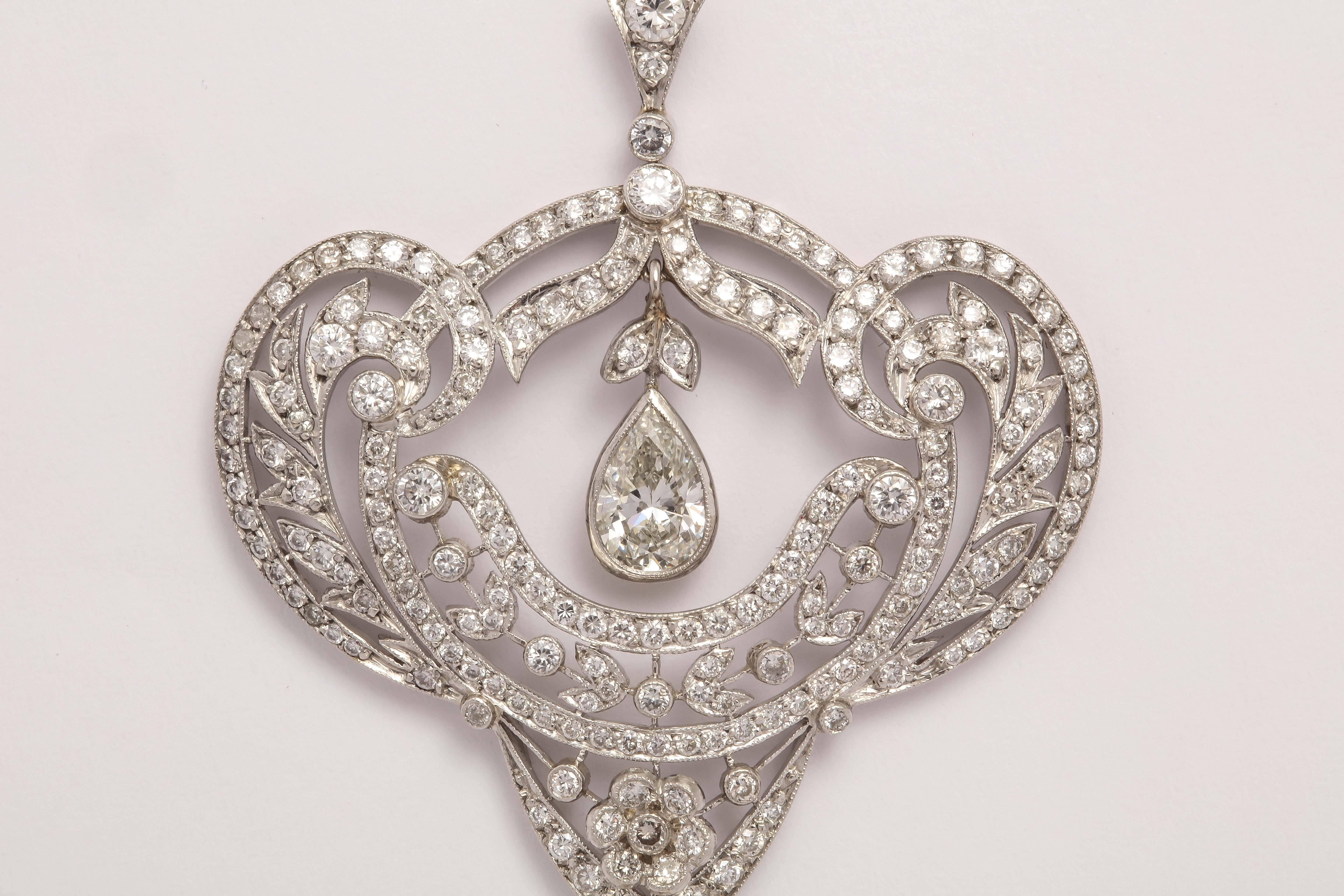 Edwardian Pearl Diamond Pendant on Chain 1