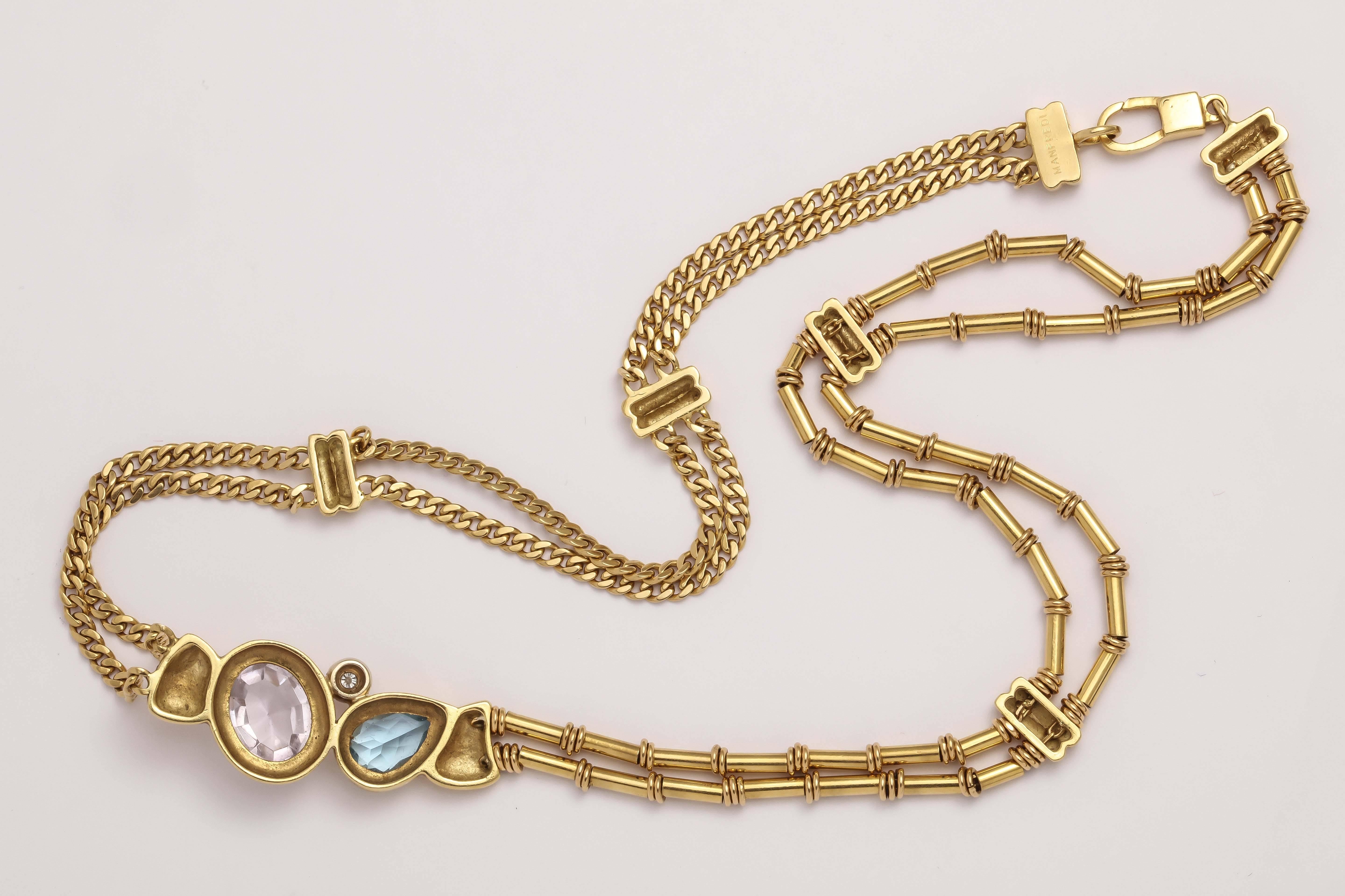 Manfredi Gold and Precious Stone Necklace 1