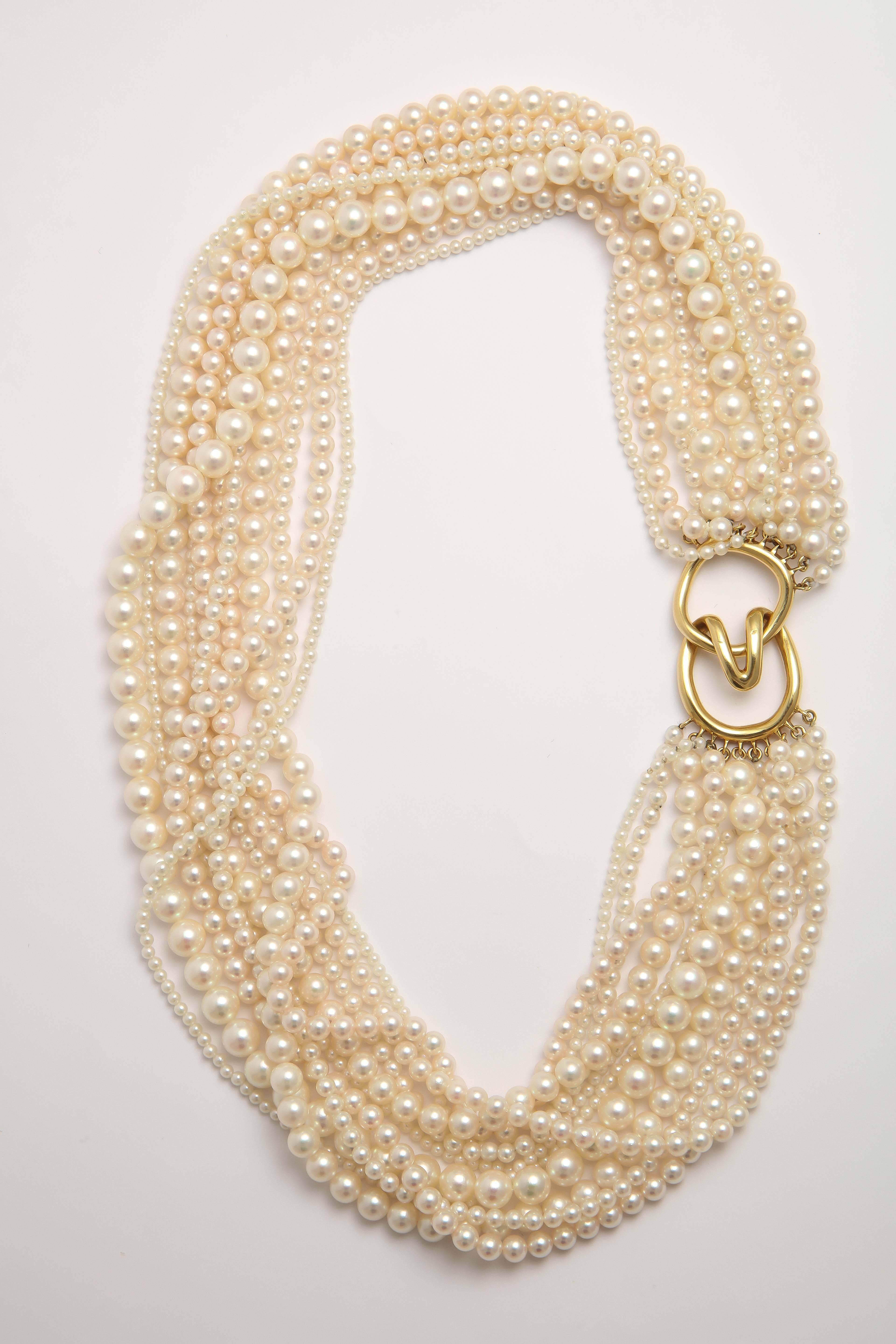 Contemporary Tiffany & Co. Multi Strand and Mixed Size Pearl Collar