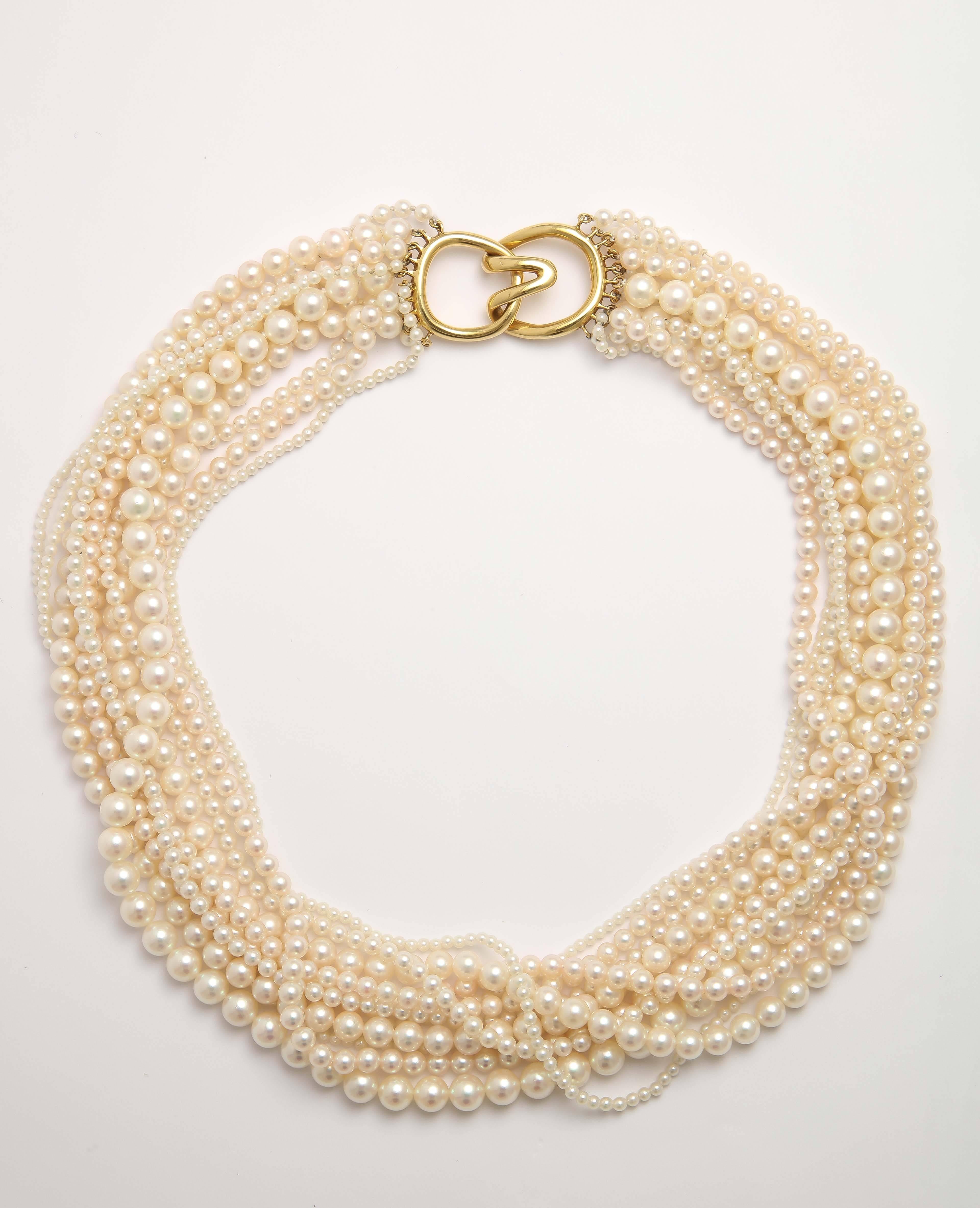 Tiffany & Co. Multi Strand and Mixed Size Pearl Collar 1