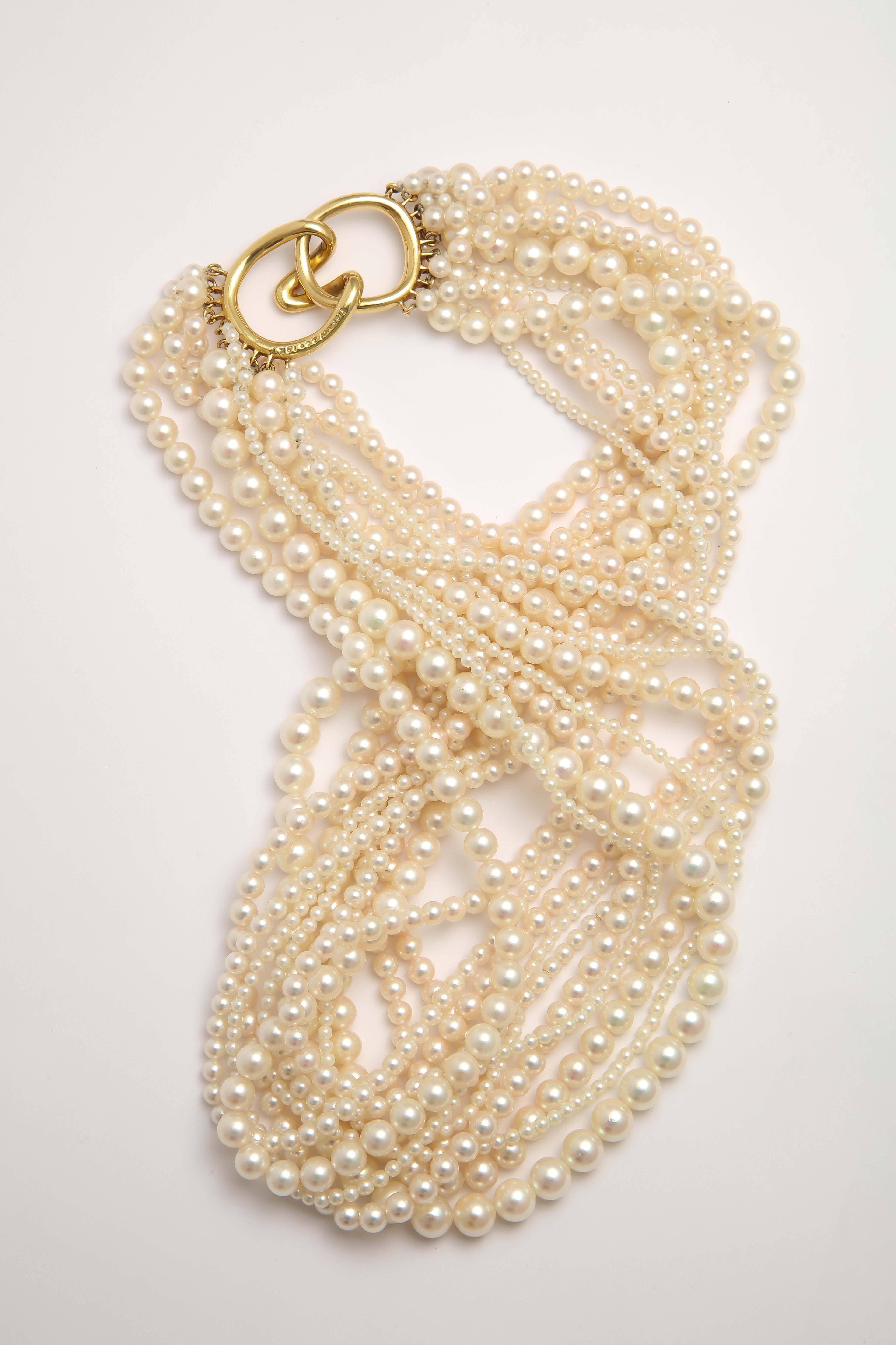 Tiffany & Co. Multi Strand and Mixed Size Pearl Collar 2
