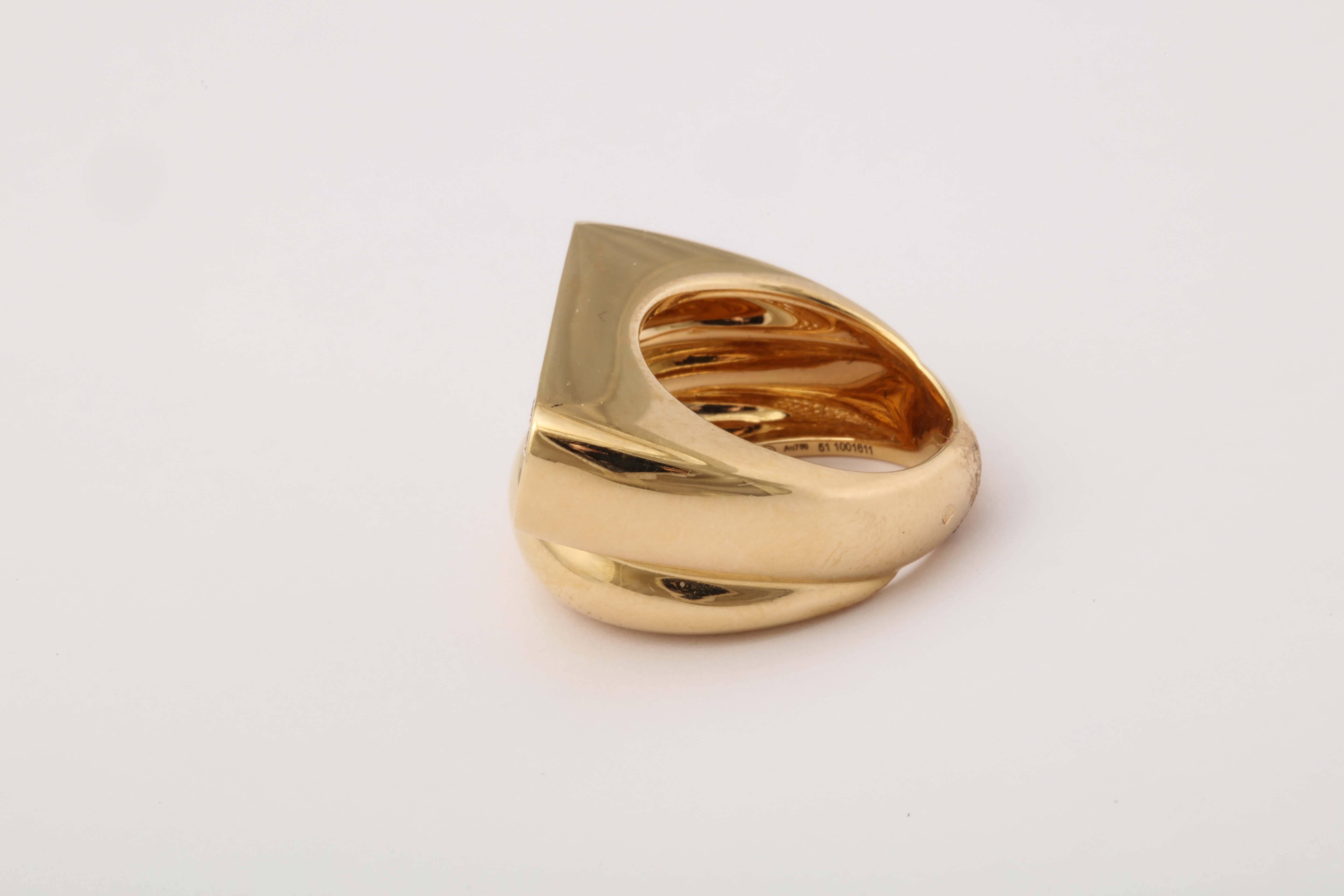 1990s Fred Paris Two Tier Chic Diamond Gold Bypass Ring 1