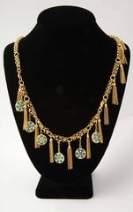 1960s Tassel And Murano Glass Necklace With Bracelet Combination Gold Set