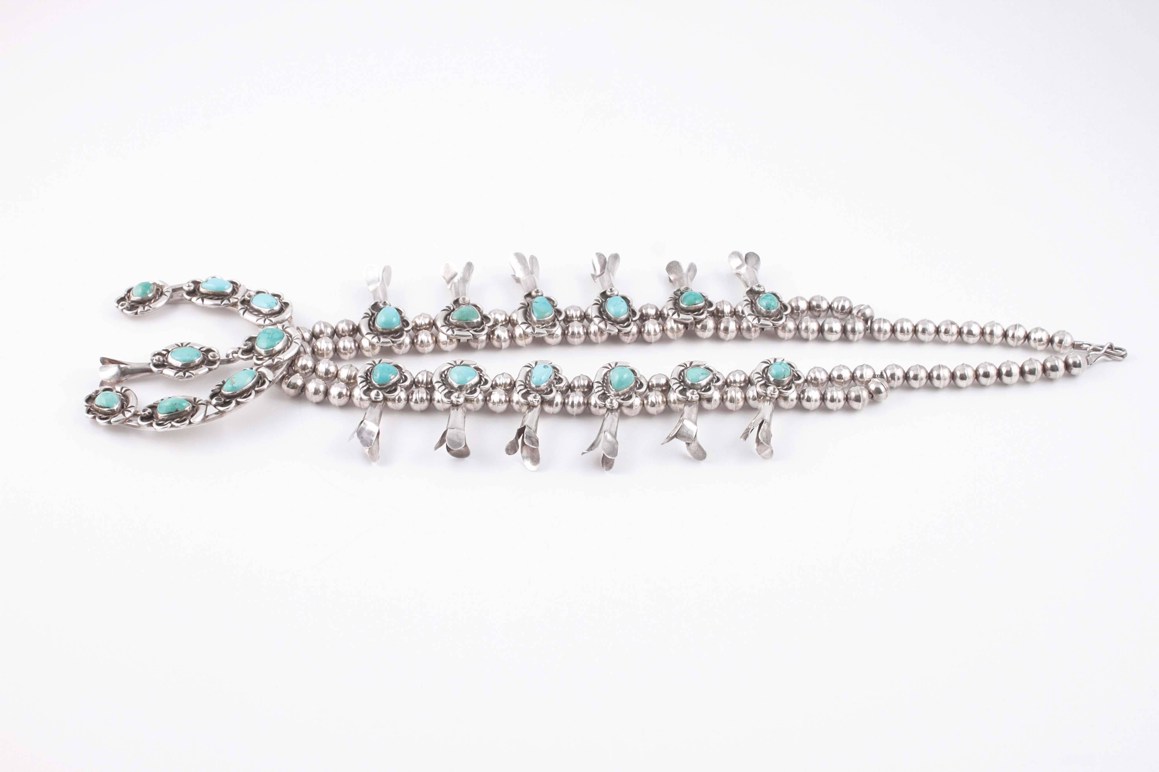 Silver Squash Blossom turquoise necklace 4