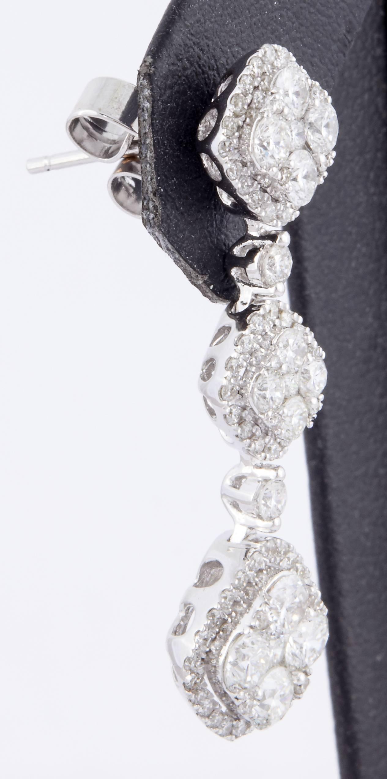 Contemporary Diamond Dangle Earrings For Sale