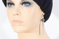 Tahitian Pearl Diamond Lever Back Dangle Earrings