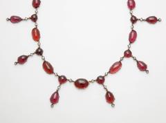 Stunning Victorian Garnet Diamond Gold Necklace