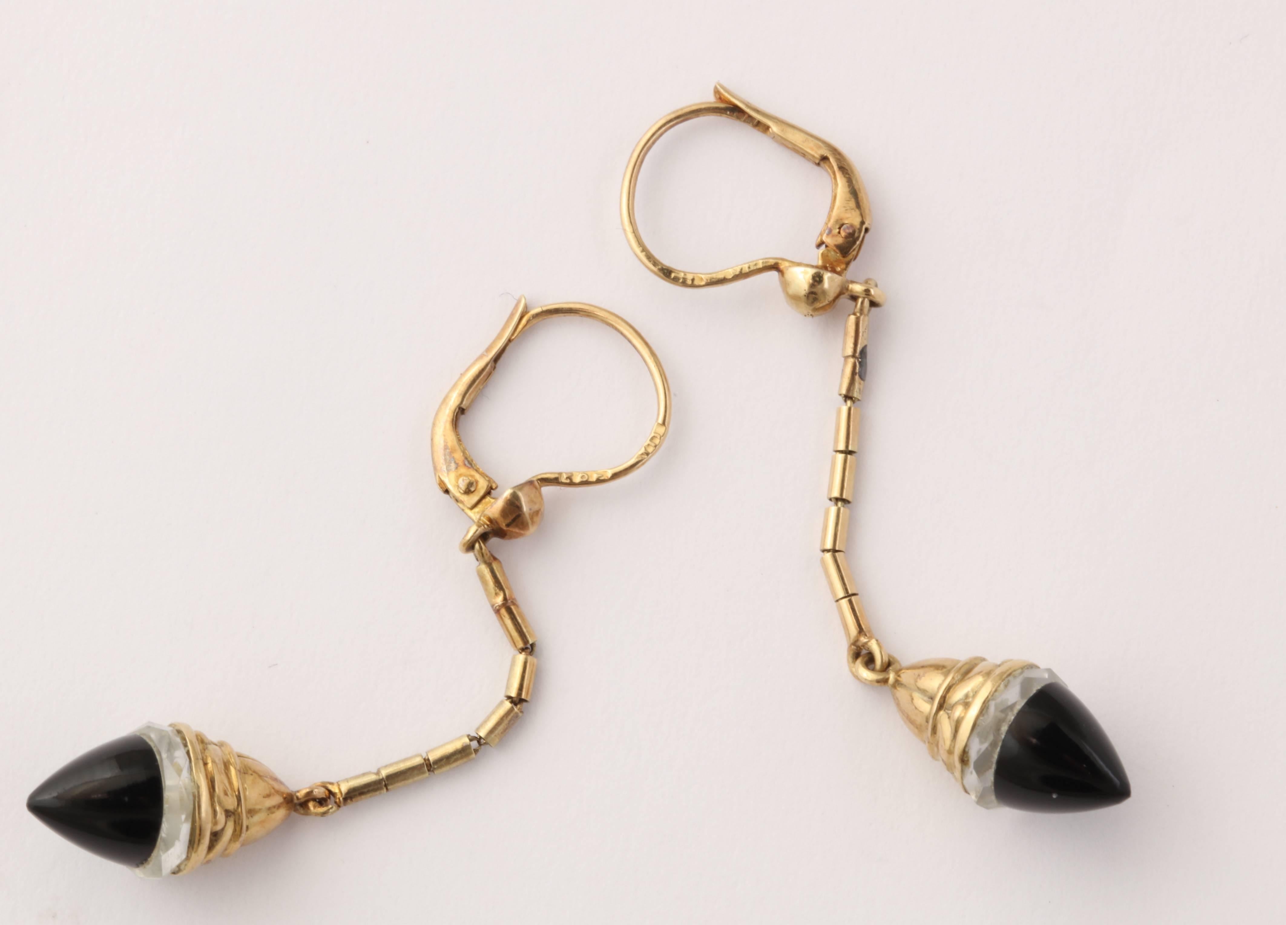 Onyx and Rock Crystal Victorian Earrings In Excellent Condition For Sale In New York, NY