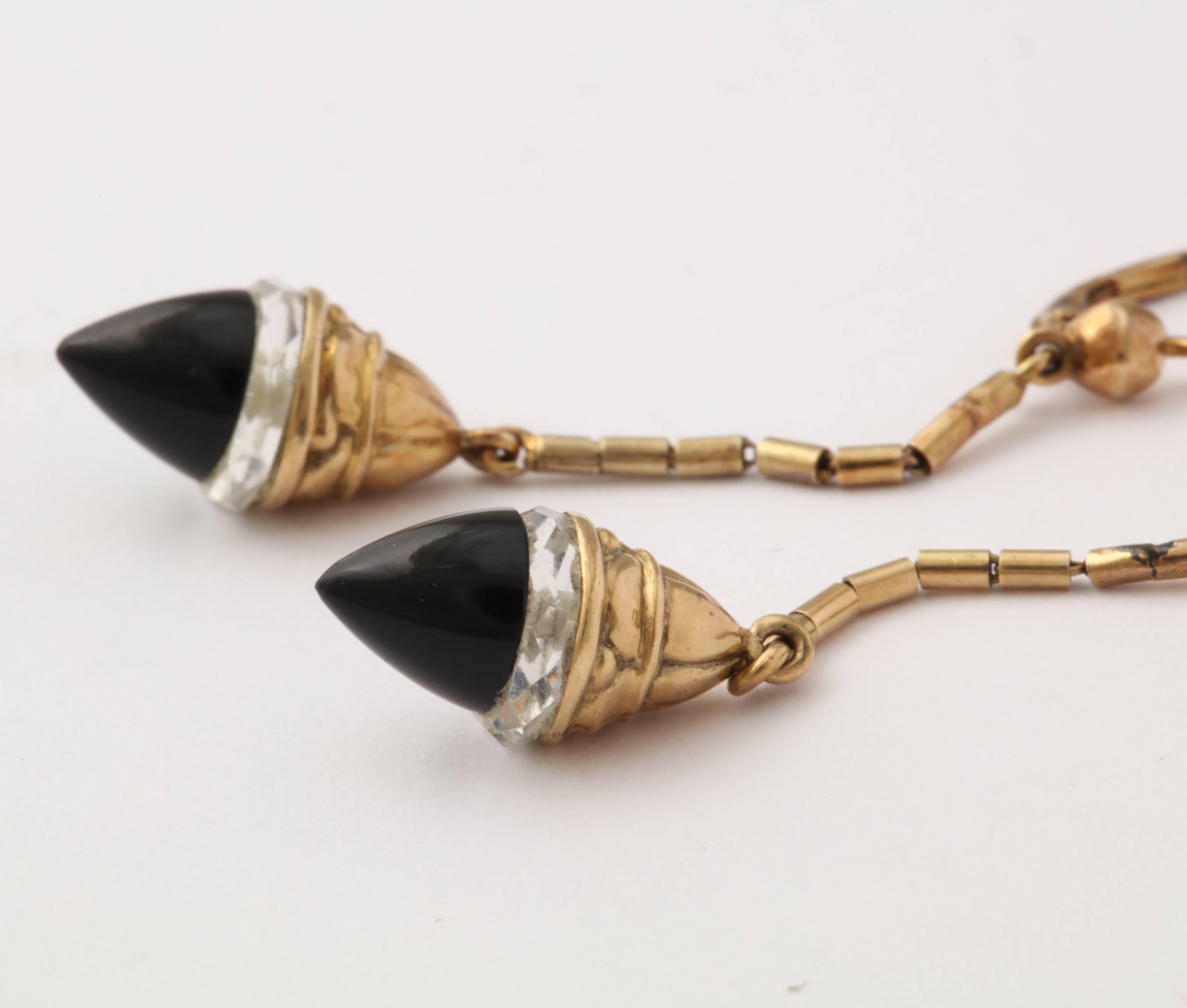 Women's Onyx and Rock Crystal Victorian Earrings For Sale