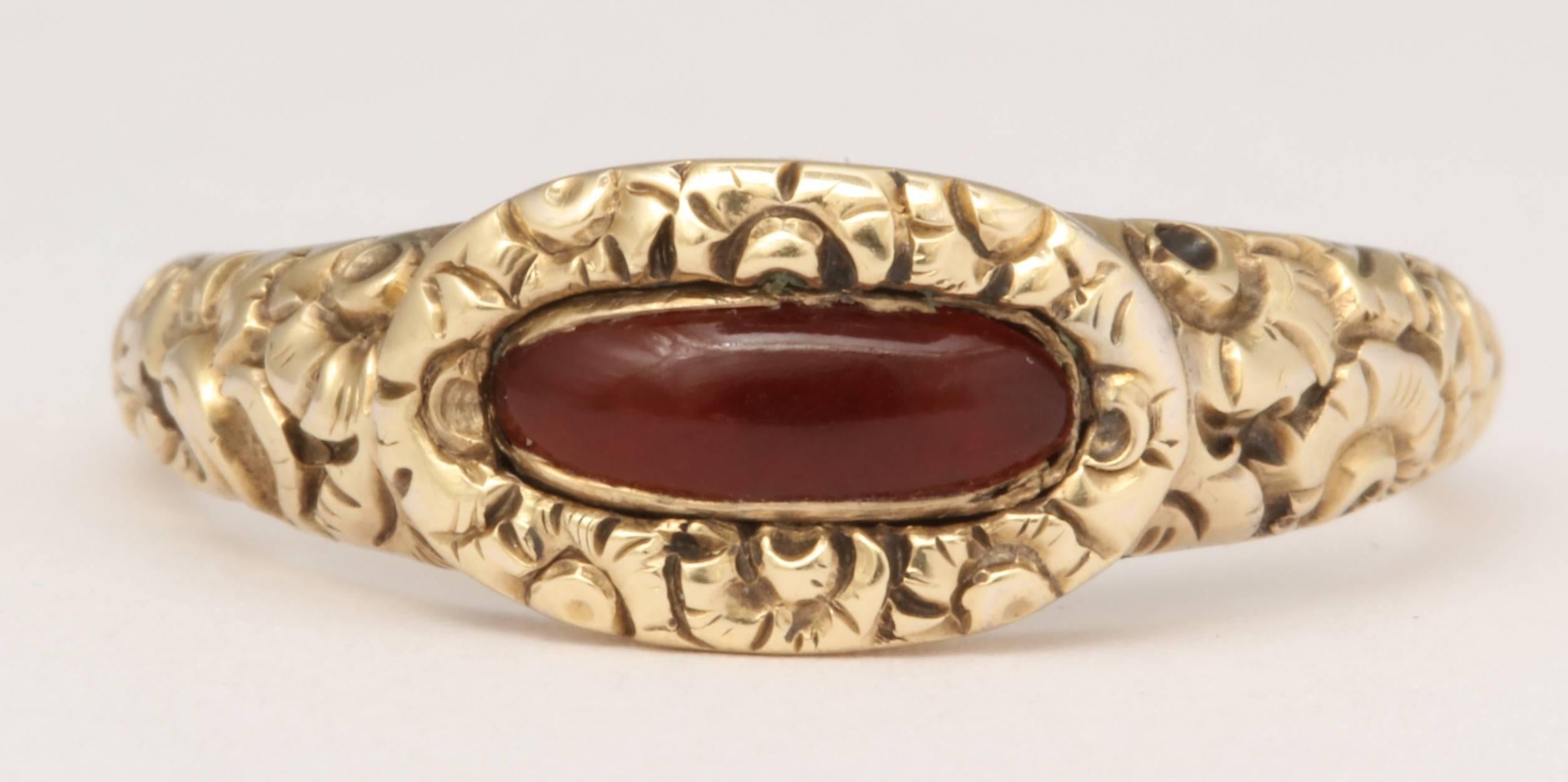 Early Victorian Carnelian Ring In Excellent Condition In New York, NY