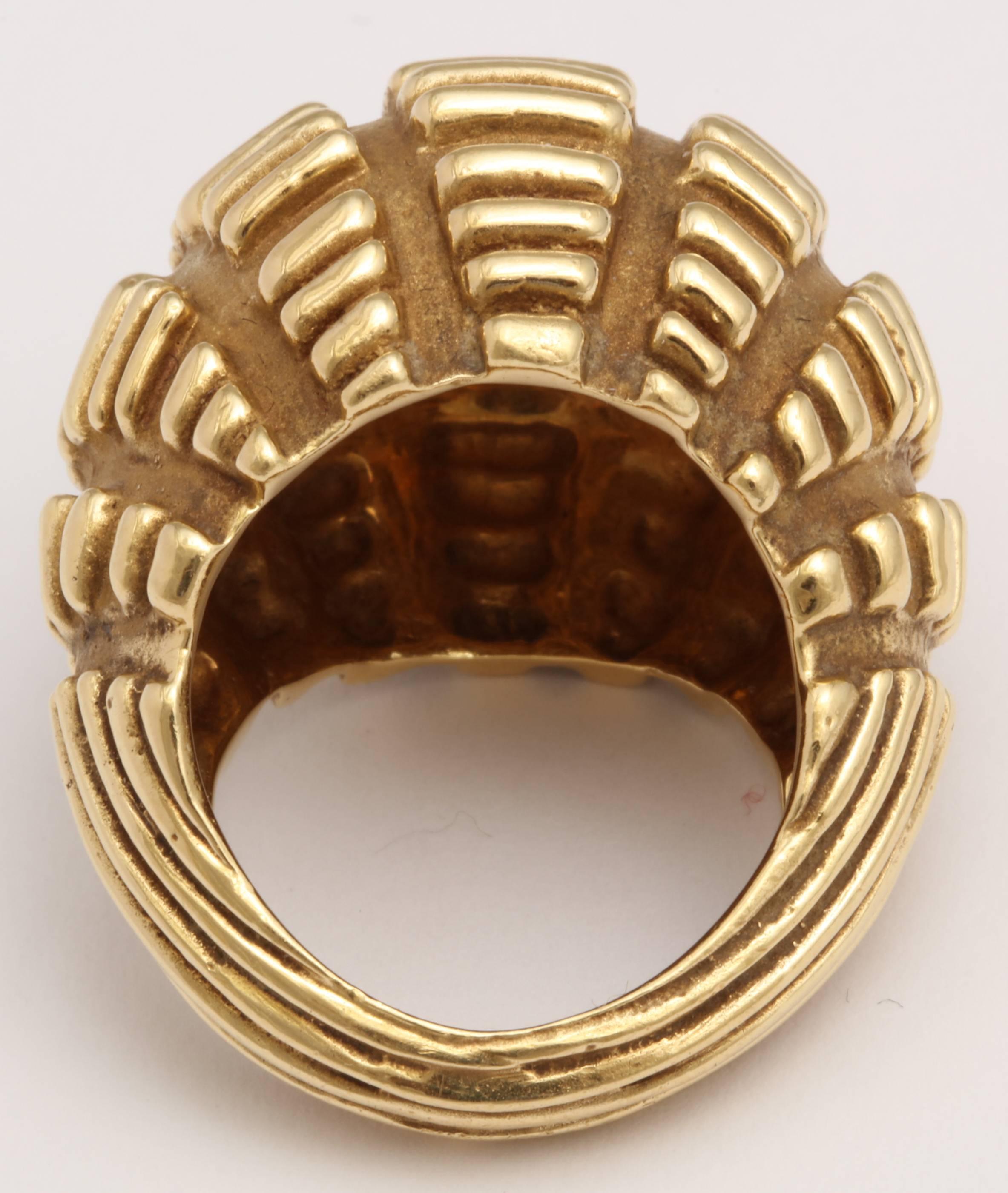 Modernist Bombe Yellow Gold Ring 1