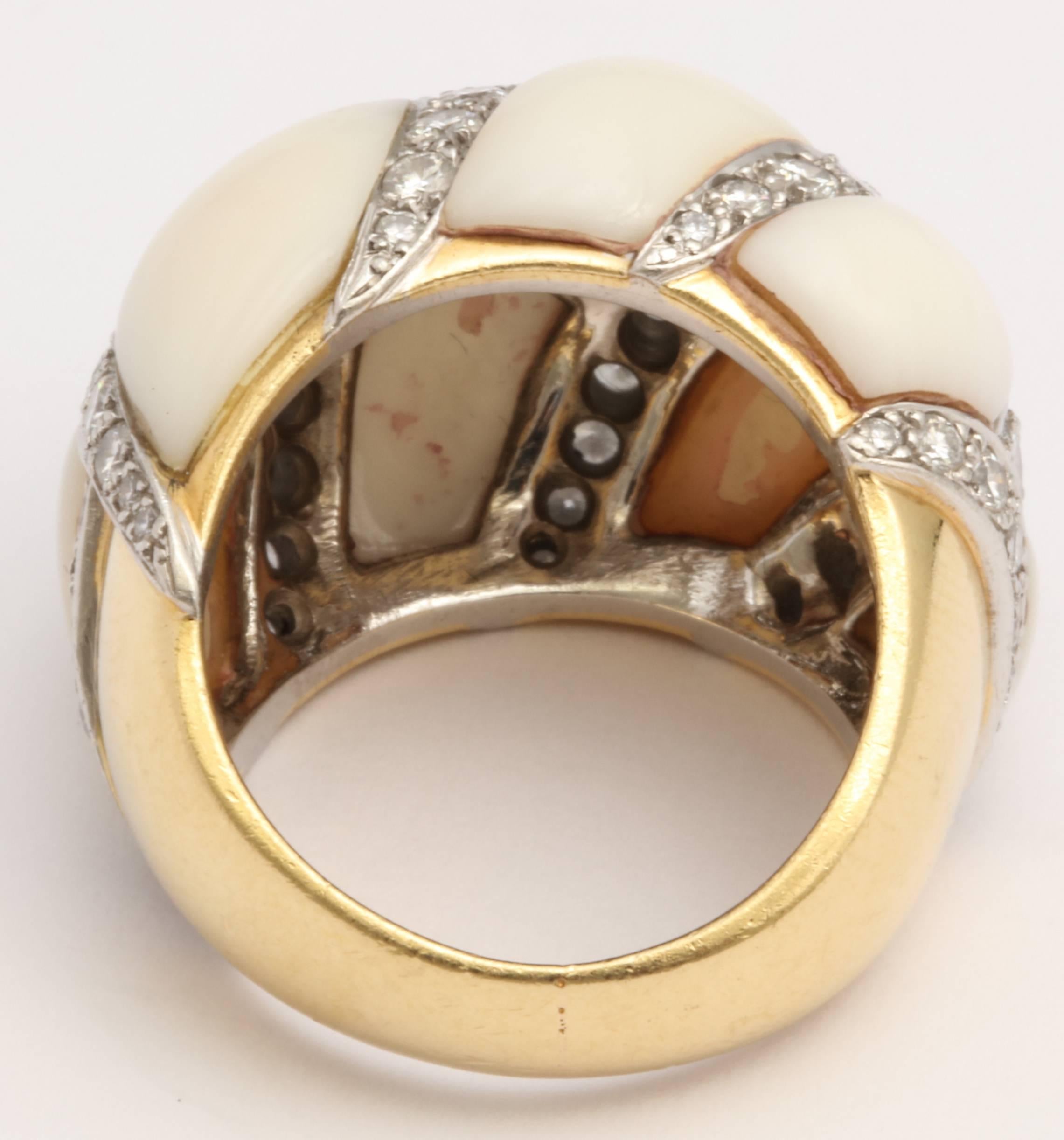 Women's Angel Skin Coral Platinum and Diamond Ring