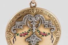 Bell Epoque  French Diamond Enamel Gold locket