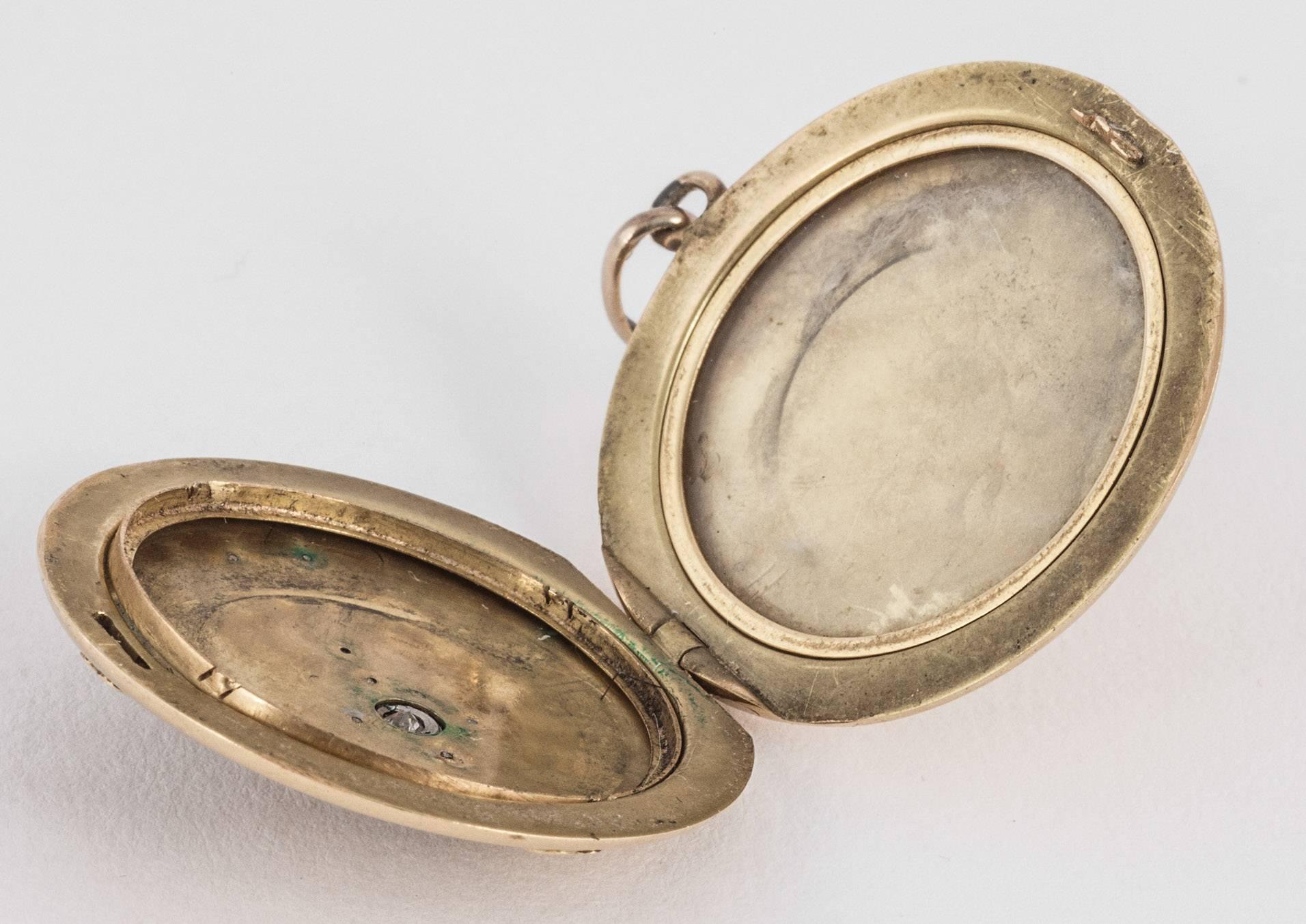 Women's Bell Epoque  French Diamond Enamel Gold locket