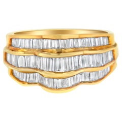 14KT Gelbgold 1 1/4 cttw Diamant Mehrreihiger Bandring mit mehrreihigen Diamanten