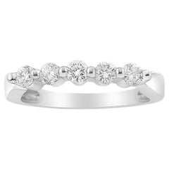 Bague à 5 pierres en or blanc 14K avec diamants de taille ronde de 1/2 Cttw