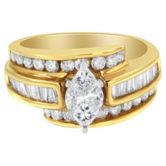 Anillo de Cóctel de Diamantes de Dos Tonos de 14KT de 1 1/3 cttw