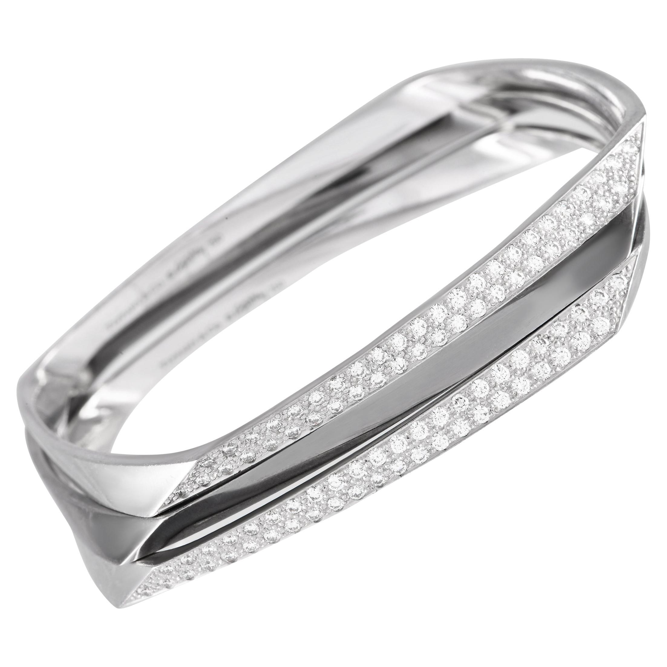 Tiffany 
Co. Gehry 18K White Gold 1.20ct Diamond Bracelet Set For Sale