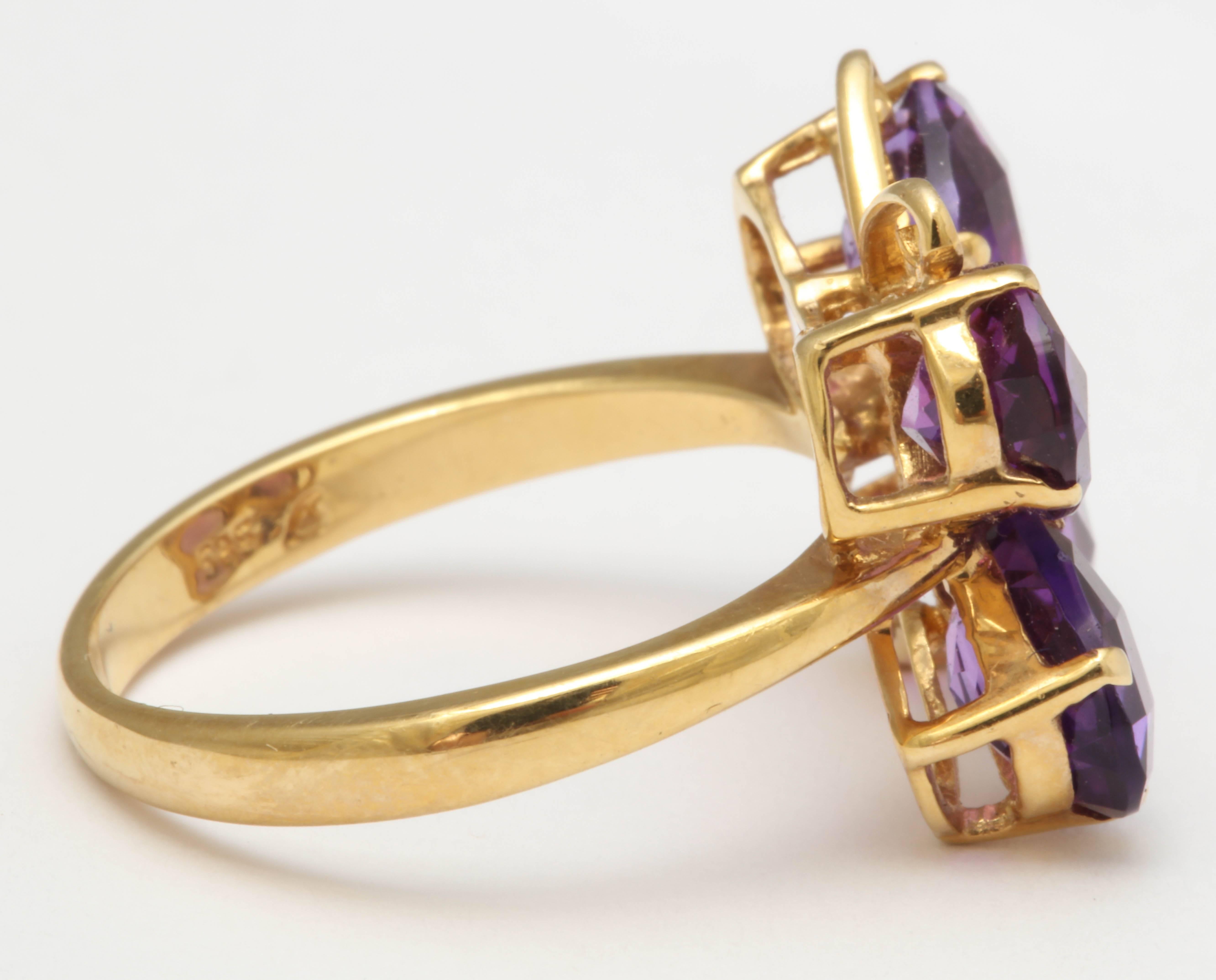 Charming Amethyst Gold Butterfly Ring In New Condition For Sale In TRYON, NC