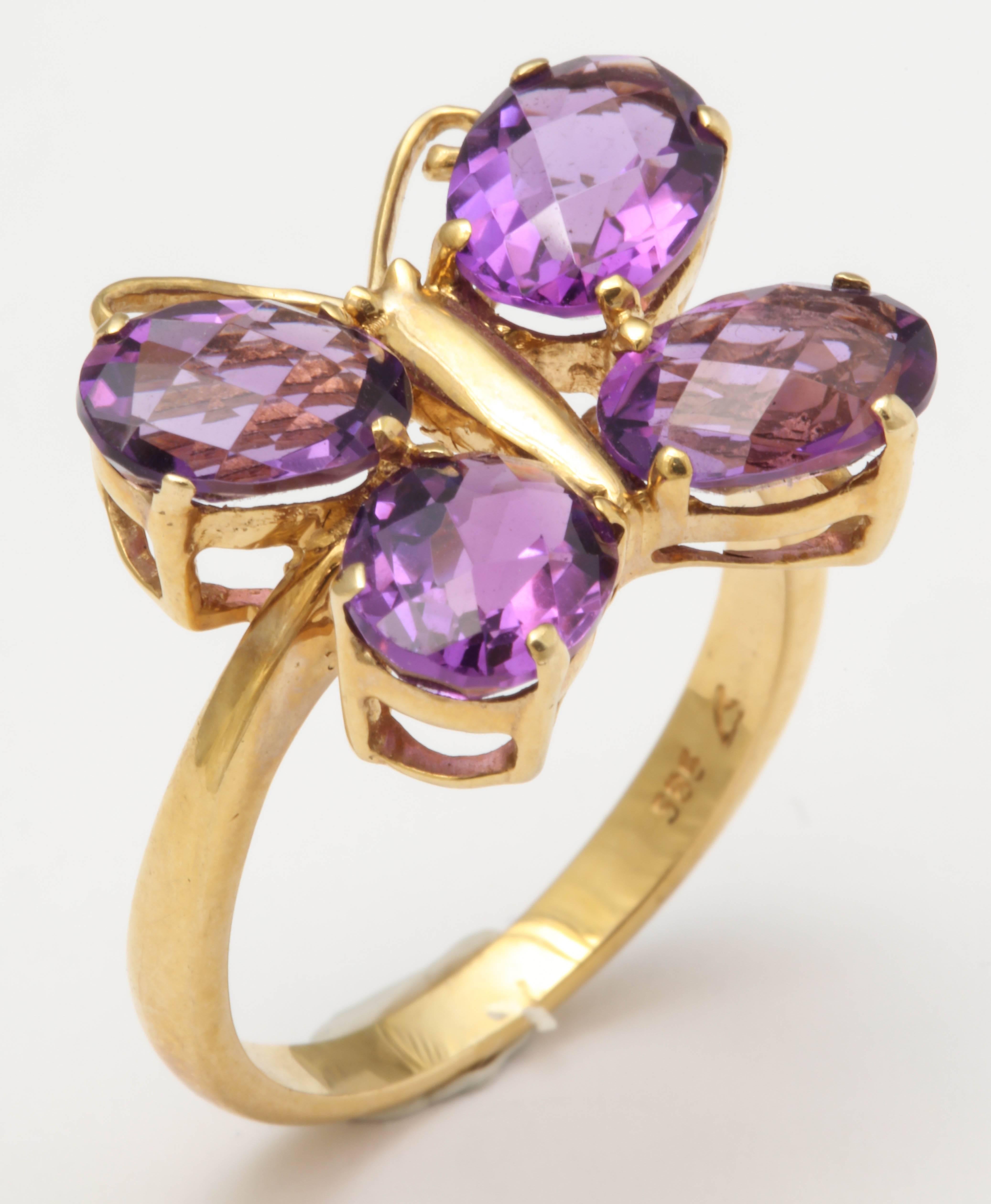 Charming Amethyst Gold Butterfly Ring For Sale 3