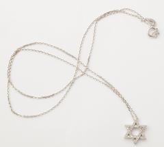 Diamond White Gold Star of David and Chain