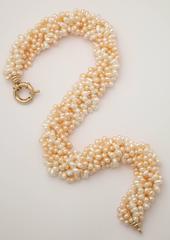 Peach and White Oval Pearl Torsade Necklace
