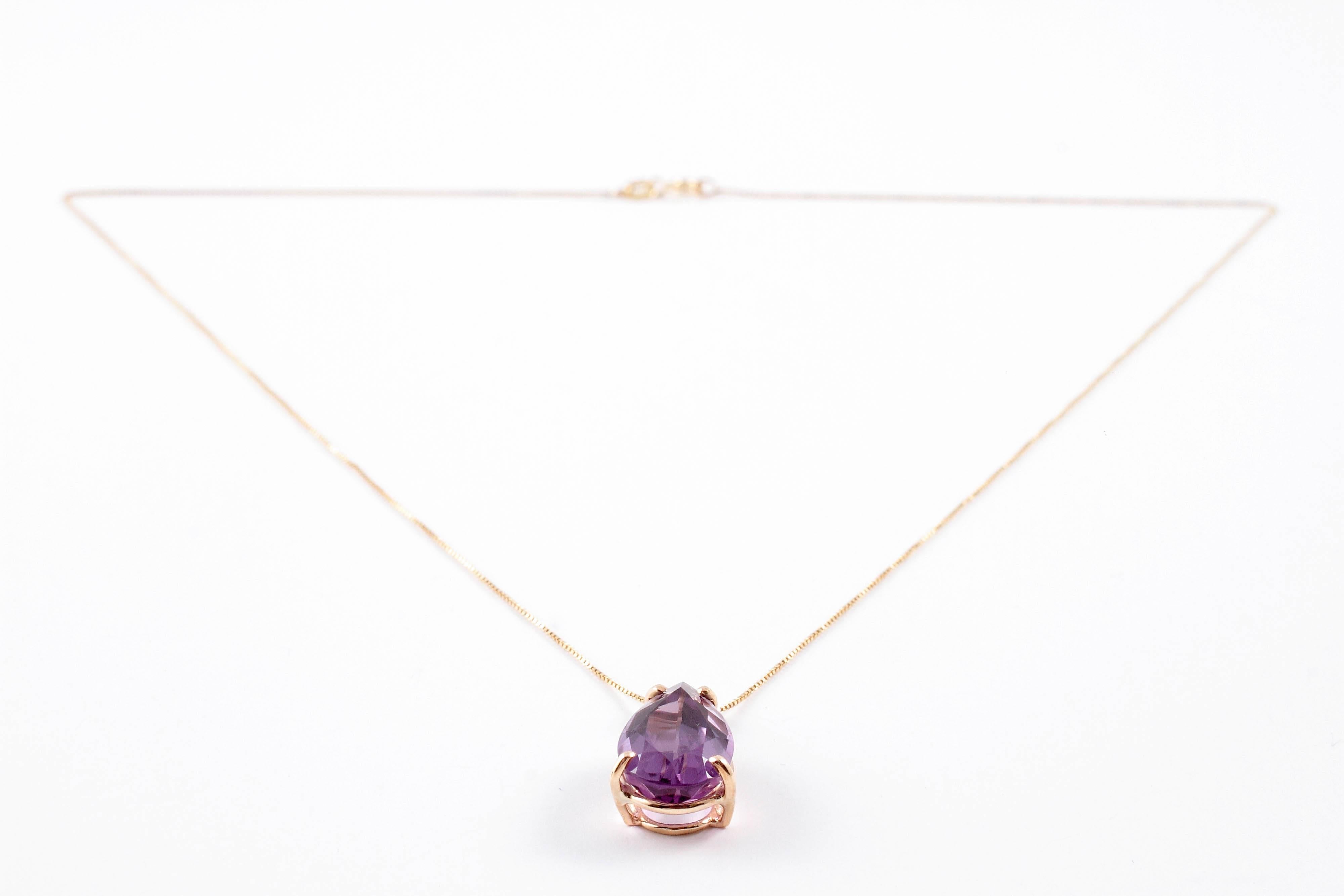 Women's 14 Karat Yellow Gold 5.60 Carat Amethyst Necklace