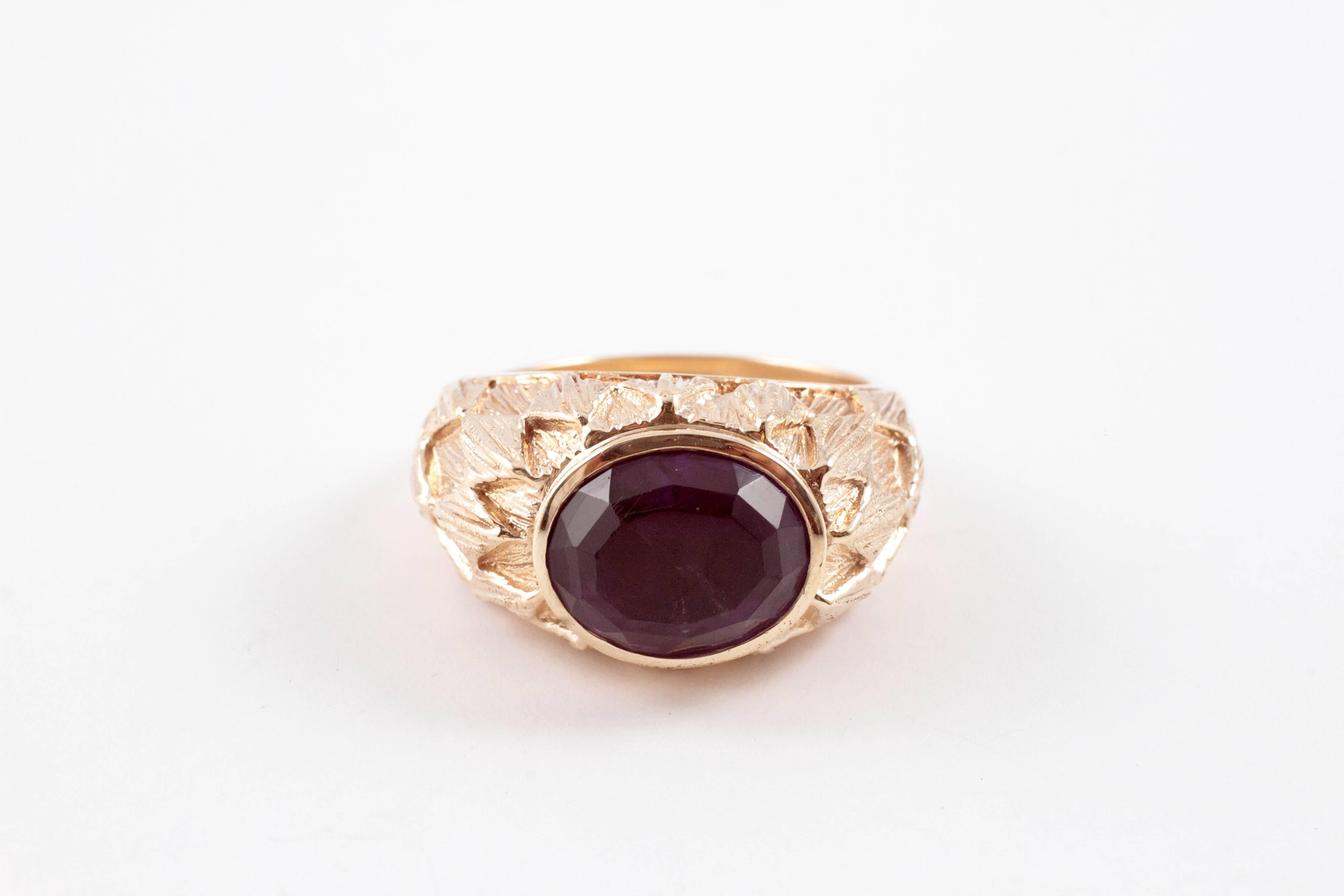 Oval Cut Large Amethyst Yellow Gold Ring For Sale