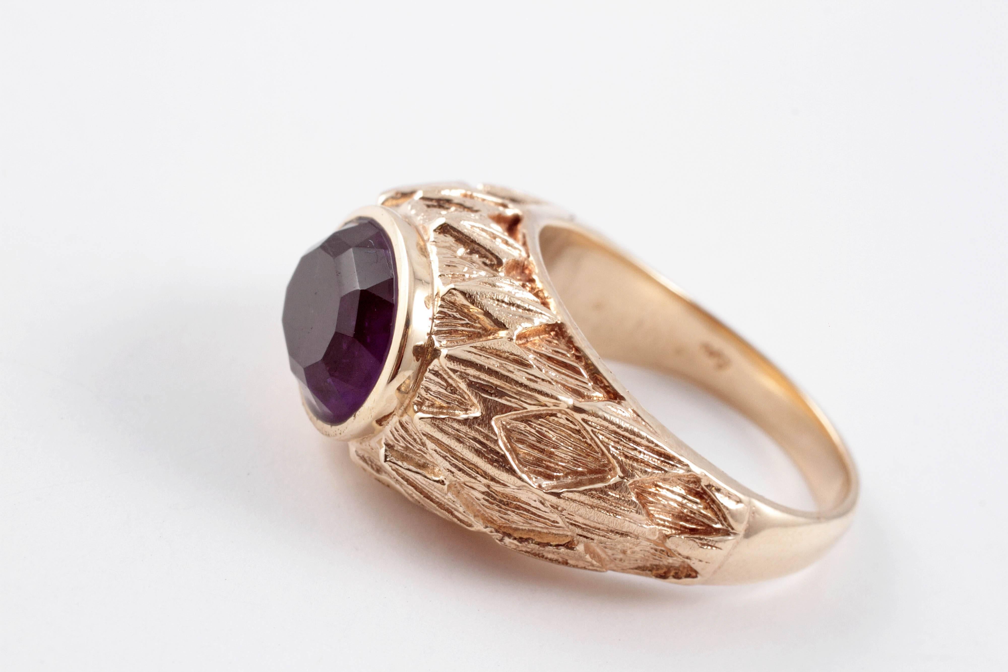 Large Amethyst Yellow Gold Ring For Sale 1