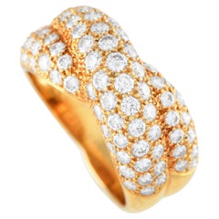 Van Cleef Arpels Vintage 18K Gold 1.50ct Diamond Crossover Ring