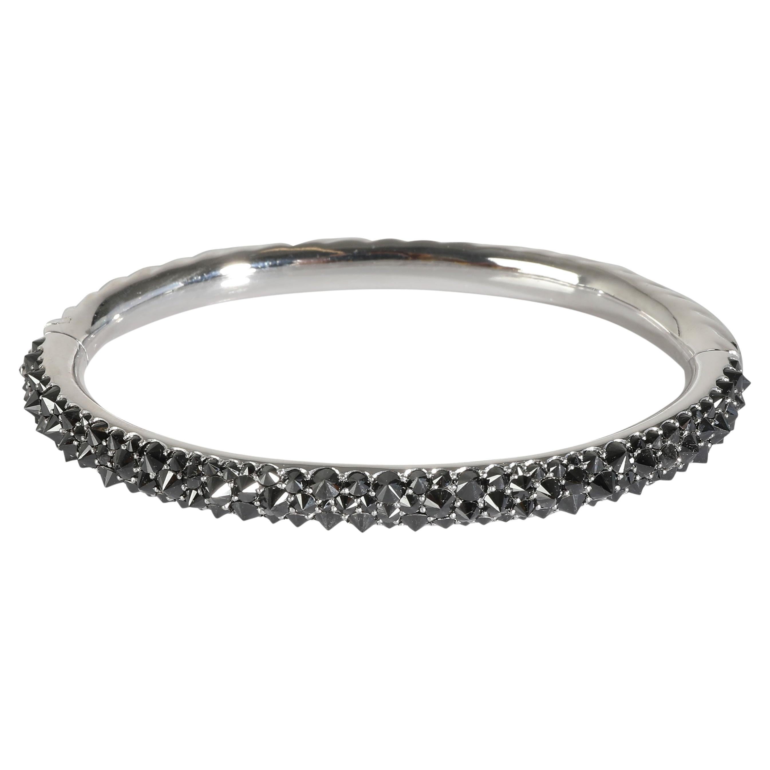 David Yurman Reverse Set Black Diamond Bracelet in 18k White Gold 4 CTW