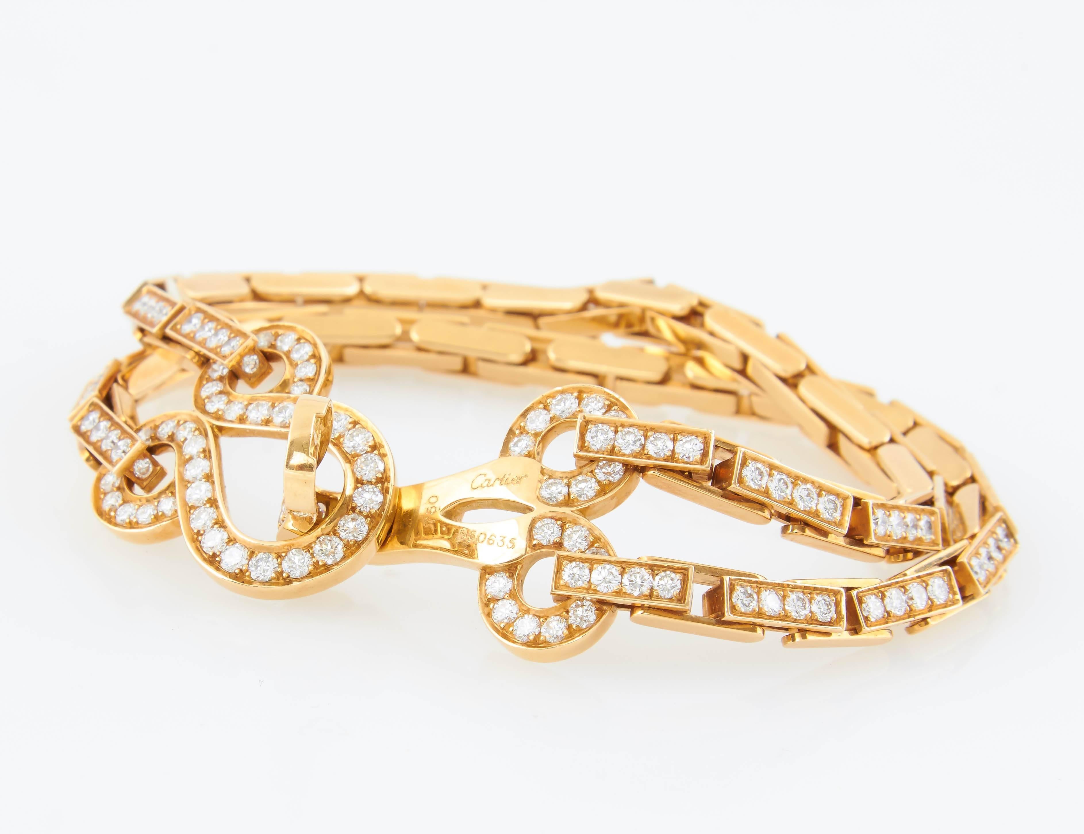 Cartier Double Row Diamond Agrafe Bracelet In Good Condition In New York, NY