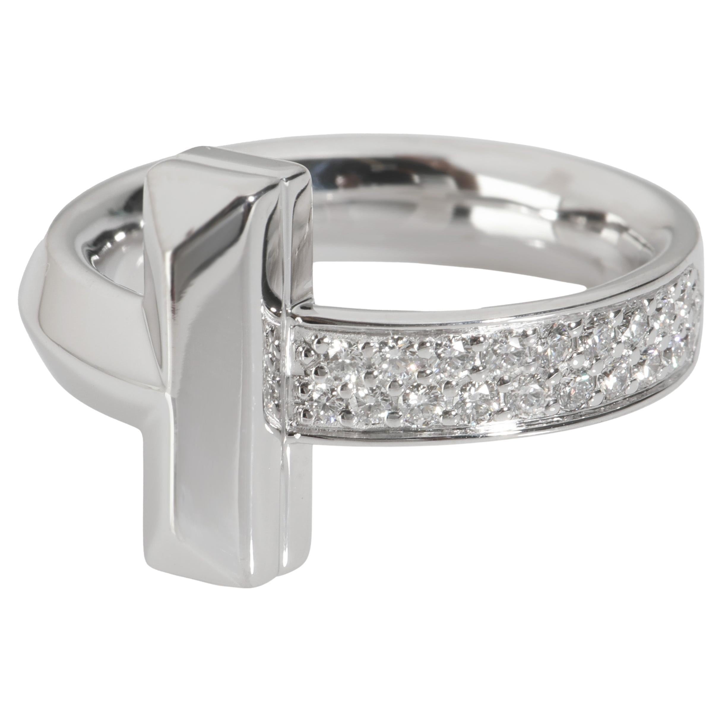 Tiffany & Co. Bague TIffany T en or blanc 18k avec diamant 0,21 CTW