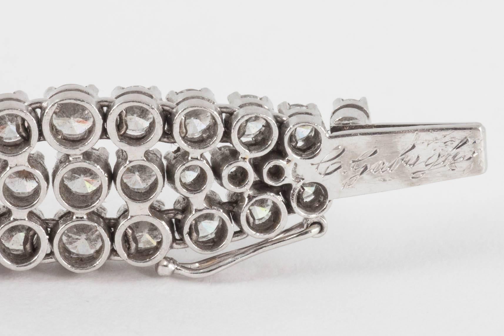 Gabuglio Brilliant and Baguette Diamond Platinum Bracelet circa 1950 1