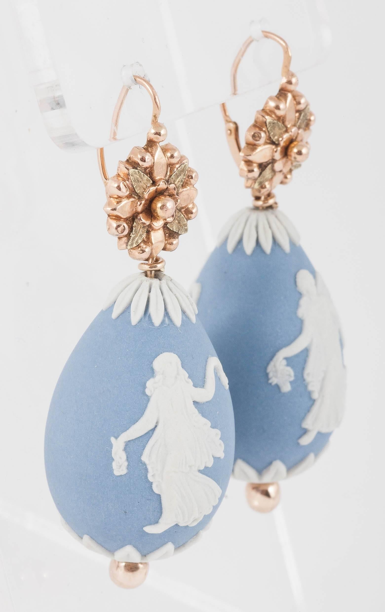 Women's Early Victorian Wedgewood Drop Earrings