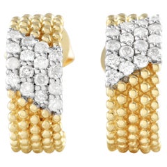 Orecchini a cerchio in oro giallo 14K con diamanti da 0,35 carati