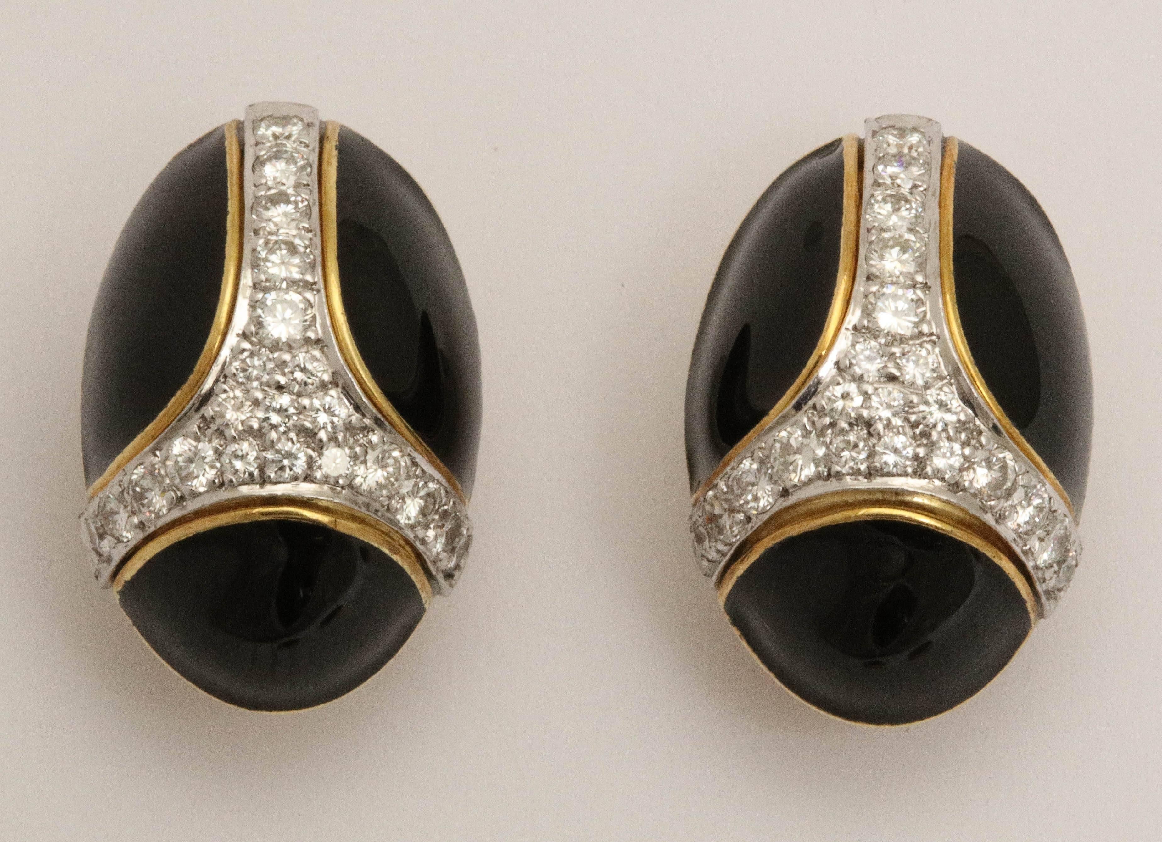 Cellino Onyx Diamond Gold Day-Night Earrings 3