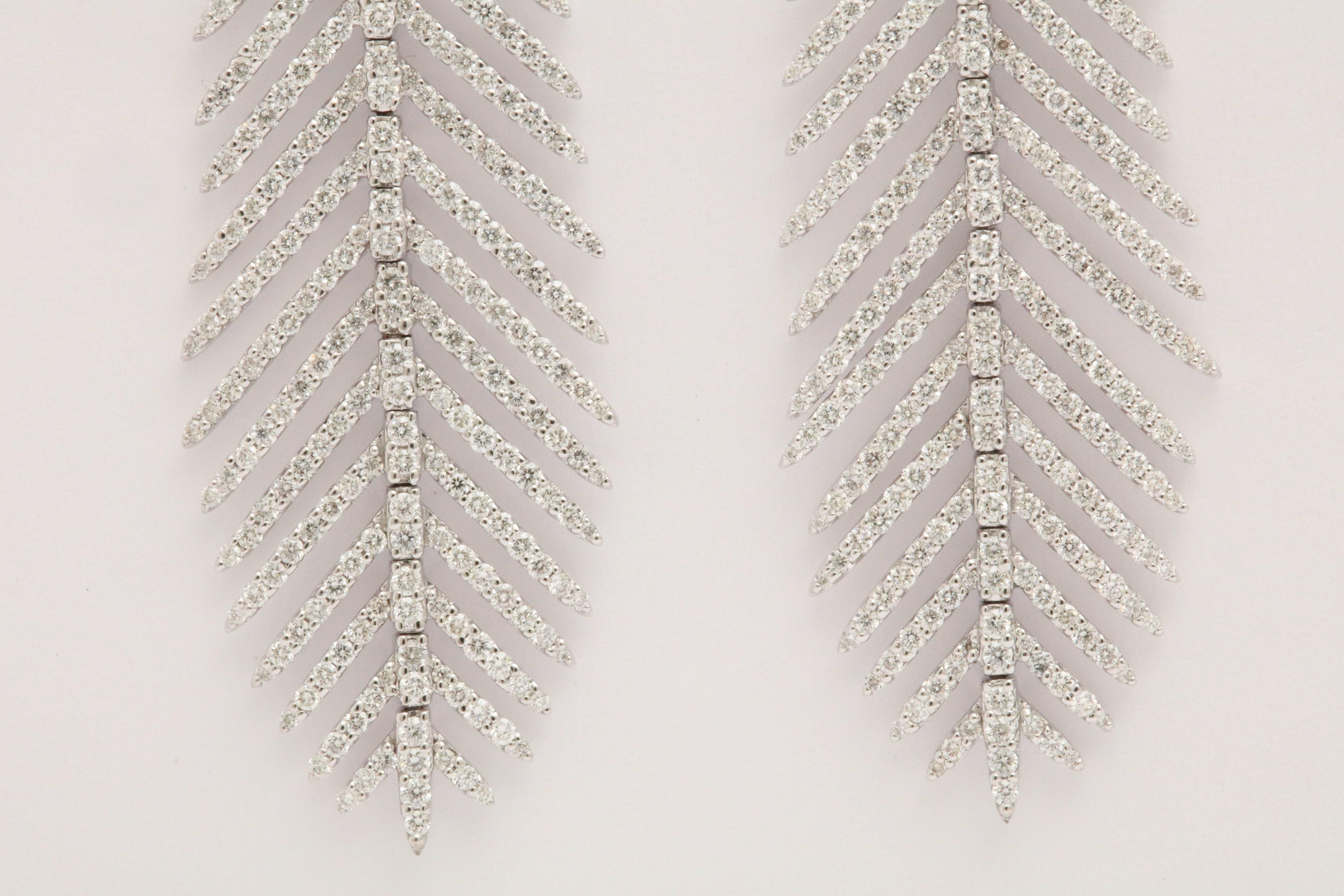 Supple Diamond Feather Earrings 2