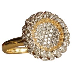 Sunflower Diamond Ring in 14K Solid Gold (Certified)