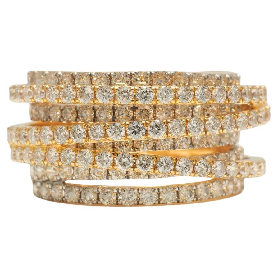 Anello con diamante a fascia larga in oro massiccio 14K (certificato)