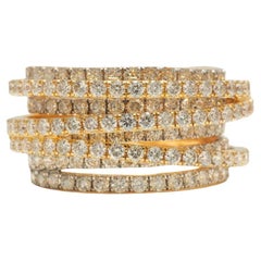 Anello con diamante a fascia larga in oro massiccio 14K (certificato)